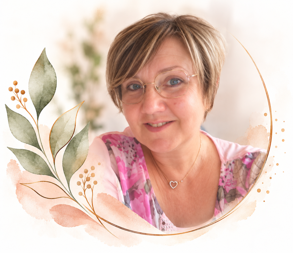 Notre rencontre portrait floral pastel aux accents dorés